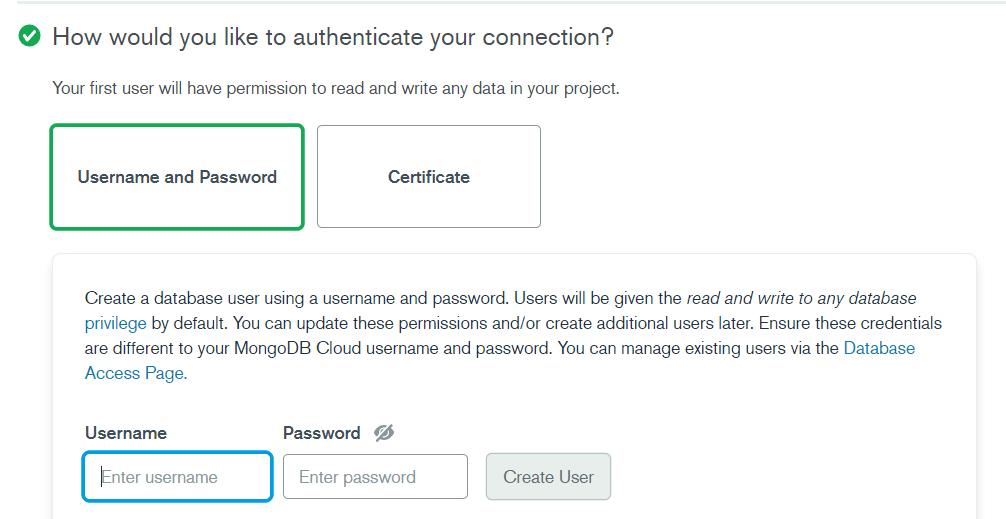 WordPress MongoDB - Username Password